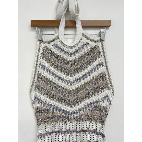 NWT Ramy Brook Cara Sequin Halter Neck Crochet Knit Bodycon Midi Dress - Large - Picture 9 of 16